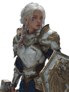 Armored Blonde Warrior V5 Vinyl Car Decal Sticker – Waterproof & UV-Resistant 8"