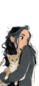 Girl With Cat V15 Vinyl Car Decal Sticker – Waterproof & UV-Resistant 8"