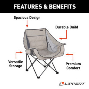 Ultra-Durable Camp Chair | Sand, Foldable, Spacious Design | 350lb Capacity