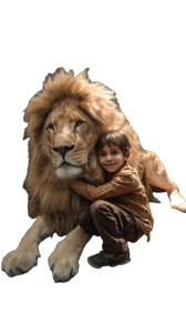 Boy Hugging Lion V2 Vinyl Car Decal Sticker – Waterproof & UV-Resistant 8"