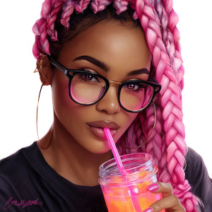 Pink-Haired Kawaii Woman Vinyl Car Decal Sticker – Waterproof & UV-Resistant 8"