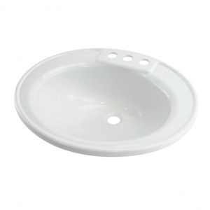 Enhance your RV's style with Lippert Oval Sink | White ABS Material | With 3 Hole Faucet Mount