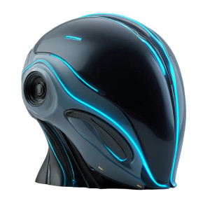 Futuristic Neon Helmet Vinyl Car Decal Sticker – Waterproof & UV-Resistant 8"