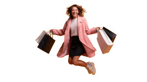 Jumping Shopper Vinyl Car Decal Sticker – Waterproof & UV-Resistant 8"