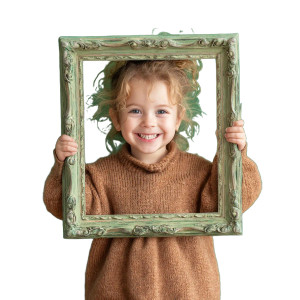 Smiling Girl Holding Frame Vinyl Car Decal Sticker – Waterproof & UV-Resistant 8"