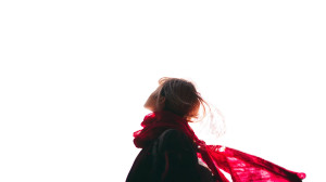 Girl With Red Scarf V2 Vinyl Car Decal Sticker – Waterproof & UV-Resistant 8"