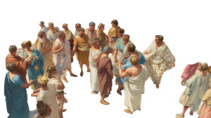 Ancient Greek Debate Vinyl Car Decal Sticker – Waterproof & UV-Resistant 8"