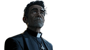 Priest At Ufo Crash Vinyl Car Decal Sticker – Waterproof & UV-Resistant 8"