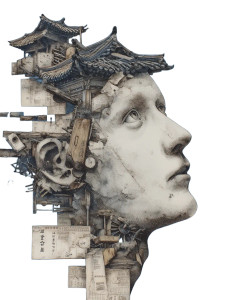 Surreal Korean Face Vinyl Car Decal Sticker – Waterproof & UV-Resistant 8"