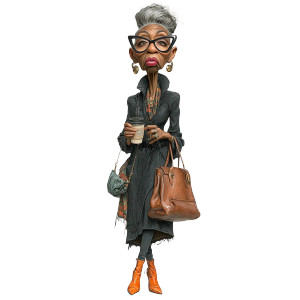 Whimsical Elderly Woman V2 Vinyl Car Decal Sticker – Waterproof & UV-Resistant 8"