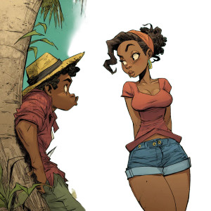 Haitian Beach Romance V2 Vinyl Car Decal Sticker – Waterproof & UV-Resistant 8"