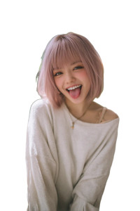 Pink-Haired Model Relaxing Vinyl Car Decal Sticker – Waterproof & UV-Resistant 8"