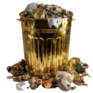 Golden Trash Can Vinyl Car Decal Sticker – Waterproof & UV-Resistant 8"