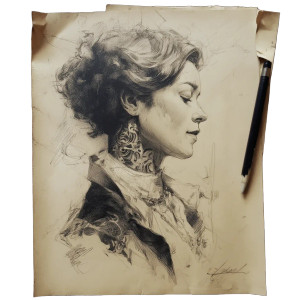 Tattooed Woman Sketch Vinyl Car Decal Sticker – Waterproof & UV-Resistant 8"