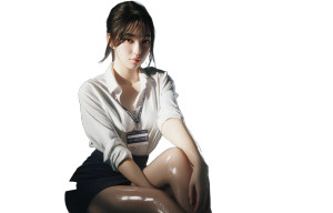 Korean Office Girl Vinyl Car Decal Sticker – Waterproof & UV-Resistant 8"