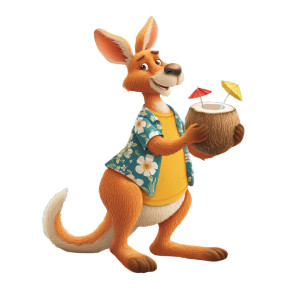 Cartoon Kangaroo Character Vinyl Car Decal Sticker – Waterproof & UV-Resistant 8"