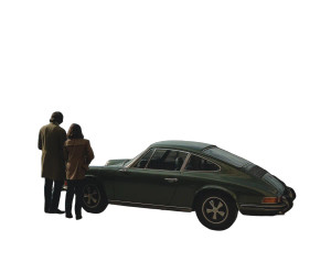 Couple Embracing Porsche Vinyl Car Decal Sticker – Waterproof & UV-Resistant 8"