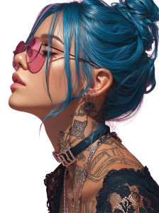 Blue-Haired Beauty Vinyl Car Decal Sticker – Waterproof & UV-Resistant 8"