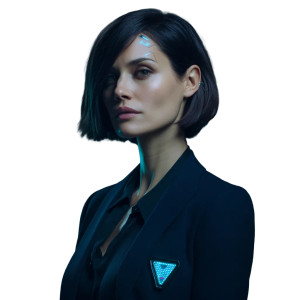 Corporate Cybernetic Woman Vinyl Car Decal Sticker – Waterproof & UV-Resistant 8"
