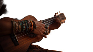 Hippie Playing Ukulele Vinyl Car Decal Sticker – Waterproof & UV-Resistant 8"