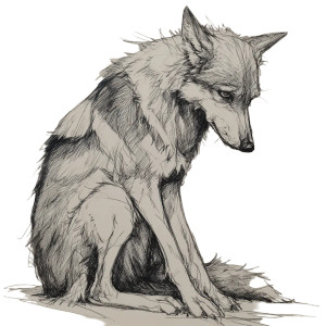 Sad Wolf Drawing V2 Vinyl Car Decal Sticker – Waterproof & UV-Resistant 8"