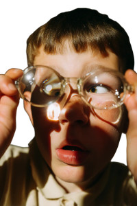Boy With Magnifying Glasses Vinyl Car Decal Sticker – Waterproof & UV-Resistant 8"