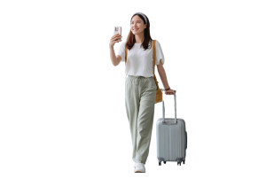 Traveling Asian Woman V2 Vinyl Car Decal Sticker – Waterproof & UV-Resistant 8"