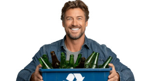 Man With Recycle Bin Vinyl Car Decal Sticker – Waterproof & UV-Resistant 8"