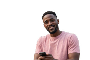 Smiling Man Holding Iphone Vinyl Car Decal Sticker – Waterproof & UV-Resistant 8"