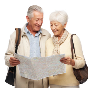 Elderly Couple Traveling Vinyl Car Decal Sticker – Waterproof & UV-Resistant 8"