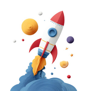 Cartoon Rocket Vinyl Car Decal Sticker – Waterproof & UV-Resistant 8"