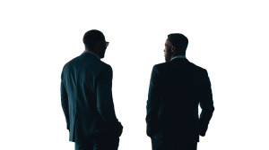 Businessmen Rooftop Discussion Vinyl Car Decal Sticker – Waterproof & UV-Resistant 8"