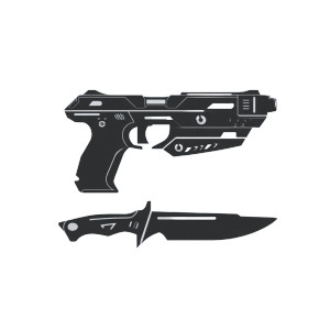 Futuristic Weapon Silhouette Vinyl Car Decal Sticker – Waterproof & UV-Resistant 8"