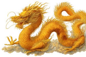 Imperial Gold Dragon Vinyl Car Decal Sticker – Waterproof & UV-Resistant 8"