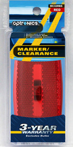 Optronics MC32 Series Incandescent Clearance Light | Red Lens, Black ABS Housing, Reflex Lens