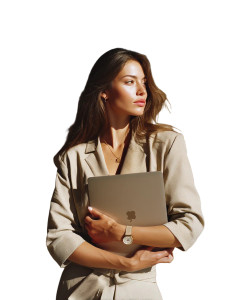 Woman With Macbook V2 Vinyl Car Decal Sticker – Waterproof & UV-Resistant 8"