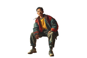 Confident Carpenter Presenting Vinyl Car Decal Sticker – Waterproof & UV-Resistant 8"