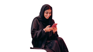 Qatari Woman Unboxing Vinyl Car Decal Sticker – Waterproof & UV-Resistant 8"