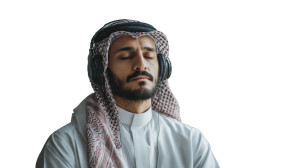 Serene Saudi Listener Vinyl Car Decal Sticker – Waterproof & UV-Resistant 8"