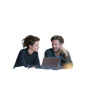 Coworkers At Laptop Vinyl Car Decal Sticker – Waterproof & UV-Resistant 8"