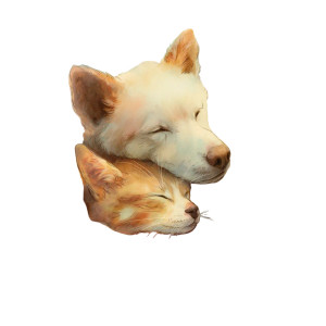 Cuddling Cat Dog Vinyl Car Decal Sticker – Waterproof & UV-Resistant 8"