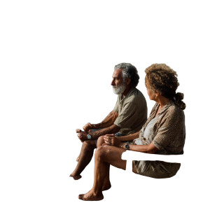 Old Couple Beach Vinyl Car Decal Sticker – Waterproof & UV-Resistant 8"