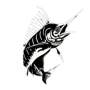 Marlon Swordfish Logo Vinyl Car Decal Sticker – Waterproof & UV-Resistant 8"