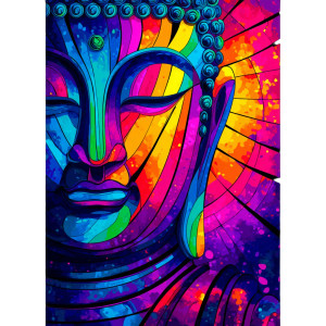 Stained Glass Buddha Vinyl Car Decal Sticker – Waterproof & UV-Resistant 8"