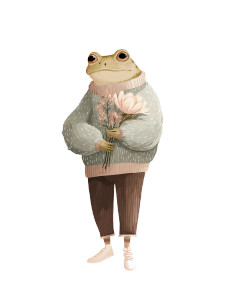 Cute Frog Sweater Vinyl Car Decal Sticker – Waterproof & UV-Resistant 8"
