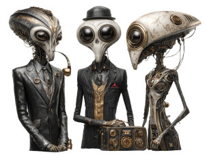 Alien Trio Chatting Vinyl Car Decal Sticker – Waterproof & UV-Resistant 8"