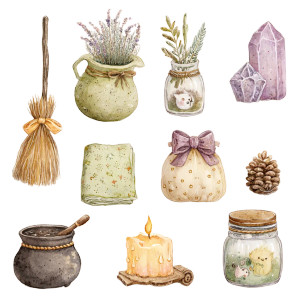 Witchy Clipart Collection Vinyl Car Decal Sticker – Waterproof & UV-Resistant 8"