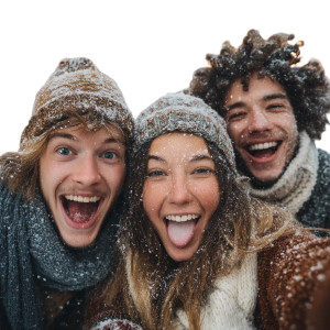 Joyful Winter Friends Vinyl Car Decal Sticker – Waterproof & UV-Resistant 8"