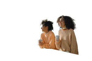 Friends Sharing Coffee Vinyl Car Decal Sticker – Waterproof & UV-Resistant 8"