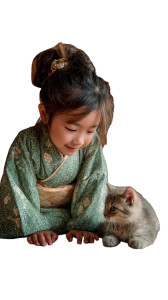 Girl With Kitten V2 Vinyl Car Decal Sticker – Waterproof & UV-Resistant 8"